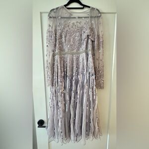 Mac Duggal Heavily Beaded Shimmering Lavender w/ Silver Sequin Dress! Worn Once